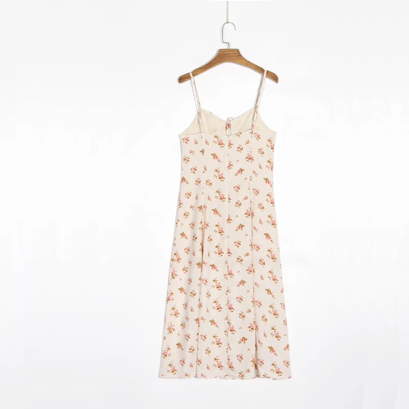 

Summer women's casual flower print tie rope design strap slim dress Vestidos