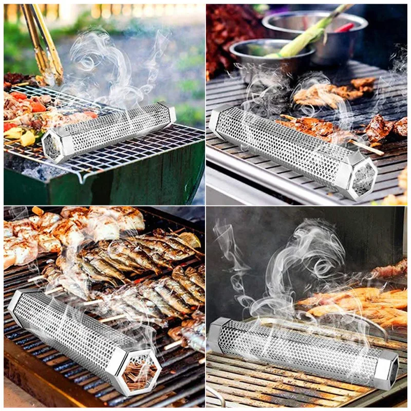 

Stainless Steel 304 Smoke Tube Barbecue Box bbq grill rack bbq accessories