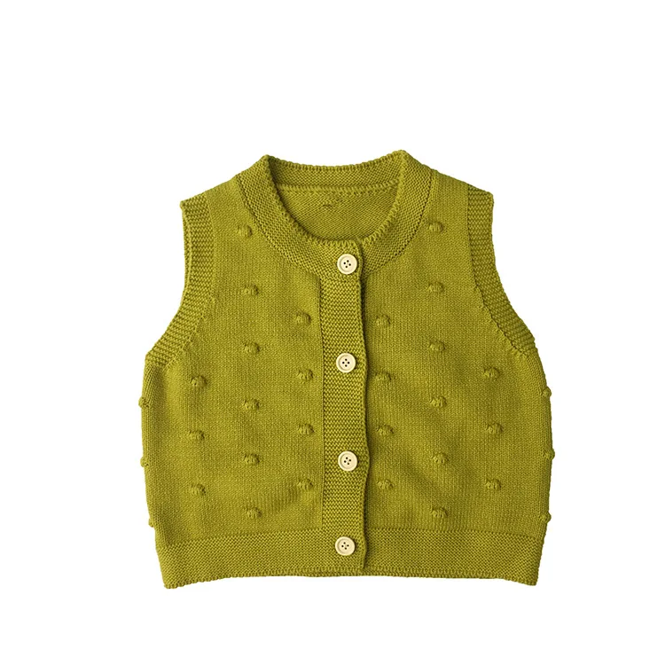 

Children Korean Vest 2021 Spring Autumn New Simple Sleeveless Solid Color Spot Sweater Girls and Boys Casual Knitted Button Vest