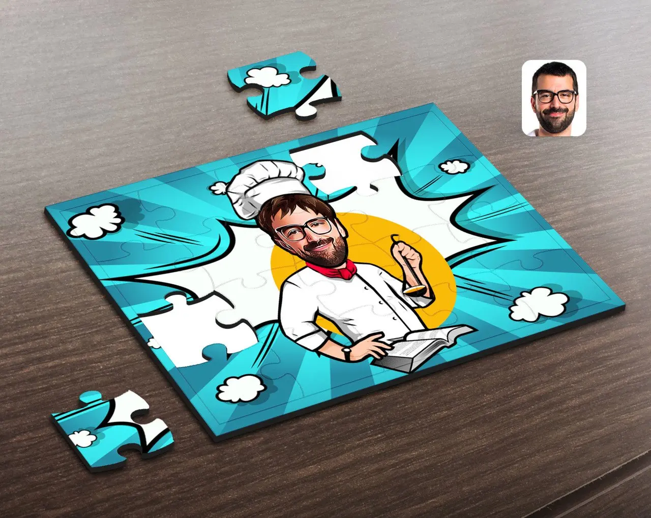 

Personalized Men 'S Chef Caricature Of Wooden Puzzle-12 Decoration Girlfriends Gift Moment Happy Design Modern Quality reliable in-game