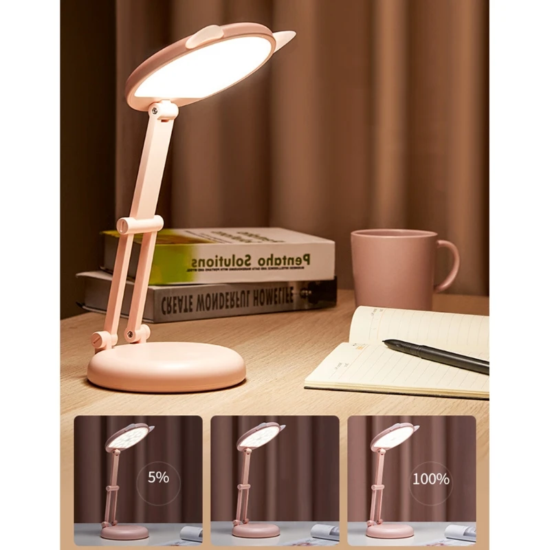 

Electric Storage Cat Ear Folding Table Lamp, Stepless Dimming Reading Lamp,Creative Student LED Eye Protection Folding Table Lam