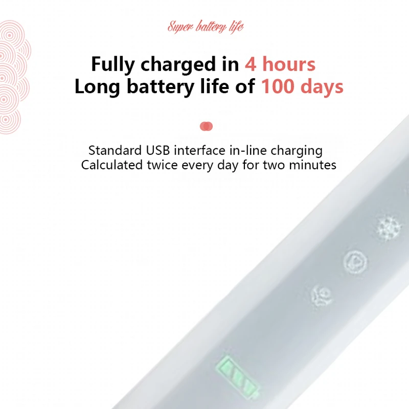 Щетка Зубная Ультразвуковая электрическая перезаряжаемая через USB 5 режимов 100
