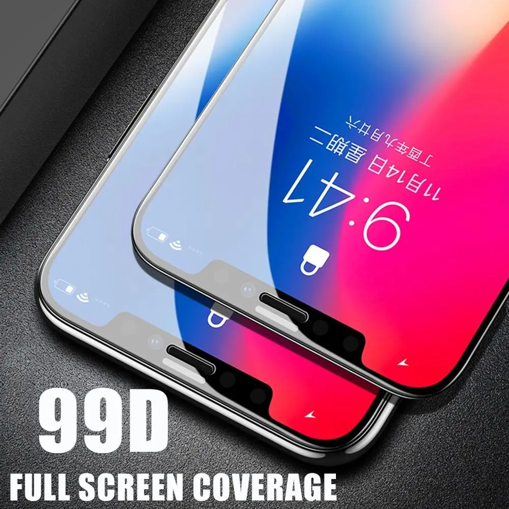 Закаленное стекло 99D с полным покрытием для iPhone 7 8 Plus X Xs Max XR стеклянная пленка