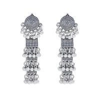 indian palace jhumka drop earrings for women geometric flower bells tassel statement earring pendientes afghan party jewelry