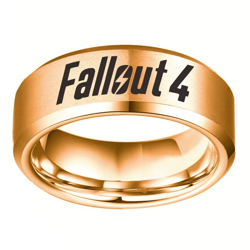 Мужские кольца Fallout 4 черные синие золотые из нержавеющей стали свадебные flout
