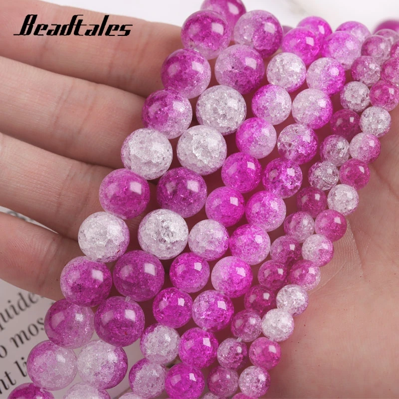 

Natural Red White Crack Crystal Beads Round Natural Loose Beads For DIY Making Bracelet Necklace Jewelry 6/8/10mm Beadtales