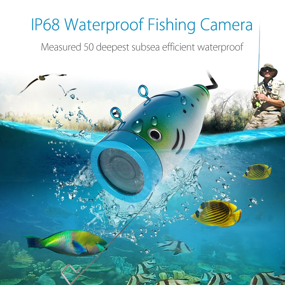 Eyoyo WF07 двойная лампа 24 светодиодный s 7 &quotдюймов 15 м 30 50 1000TVL рыболокатор подводная