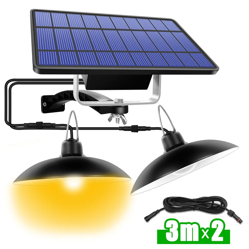 

Подвесной светильник на солнечной батарее с двумя головками, уличный подвесной светильник на солнечной батарее, водонепроницаемый декорат...