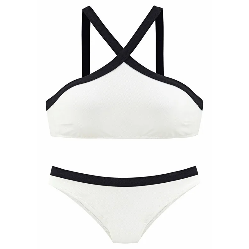 

2021 new sexy solid bikini crossover split swimsuit for women