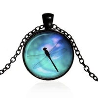 new fashion dragonfly art photo cabochon glass pendant necklace jewelry accessories for womens mens creative friendship gifts