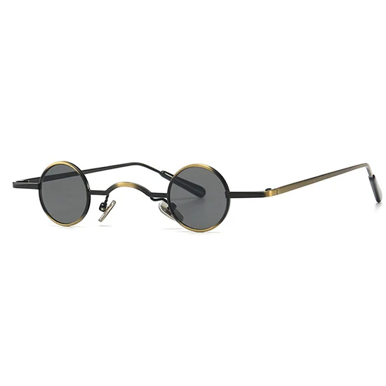 Golden black SHAUNA Ретро стимпанк Солнцезащитные очки женские Ins популярные маленькие круглые солнцезащитные очки мужские - Цвет линз: Golden black