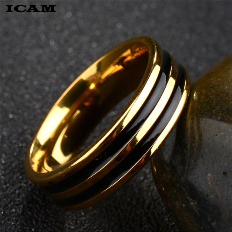 ICAM 2019 горячая Распродажа кольцо из нержавеющей стали черного цвета с эмалью