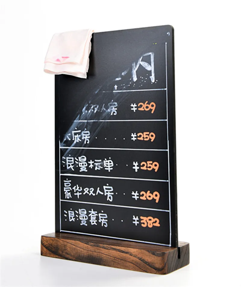 

A5 Double-Sided Upright Wood Menu Holder Counter Price Blackboard Leaflet Flyer Poster Holder Display Stands With Bronze Clip