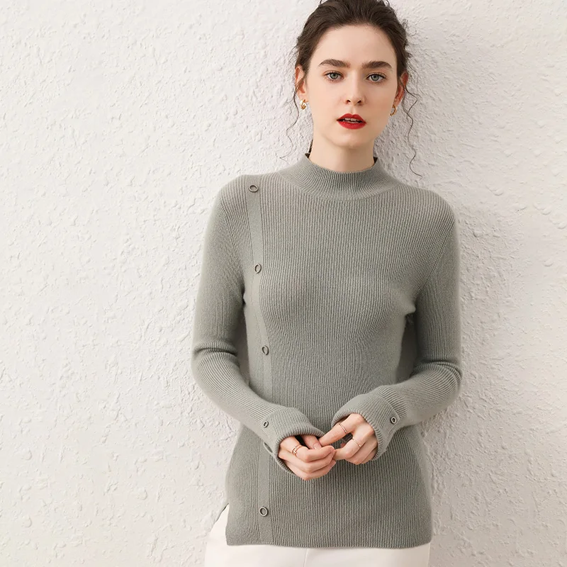 Женский пуловер с длинным рукавом водолазка Осень-зима теплый утепленный