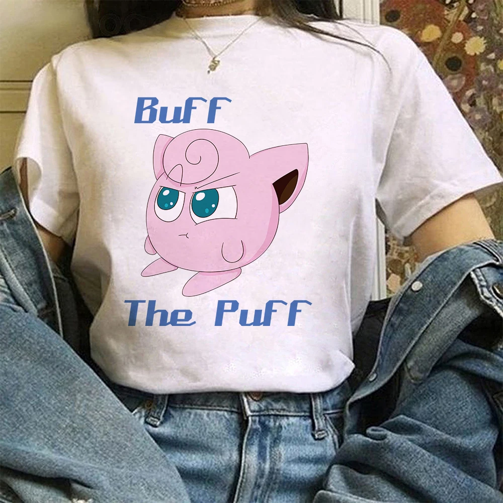 

Pokemon T-shirt Kawaii Jigglypuff Anime Tshirt Women Girl Casual Clothes Y2k Cute Print Short Sleeve Cartoon Aesthetic Top Femme