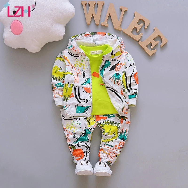 Детская одежда LZH костюм для маленьких мальчиков мультяшный Топ штаны наряд