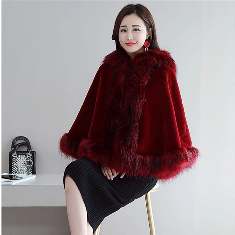 Женская зимняя накидка из искусственного меха модная женская шуба с капюшоном