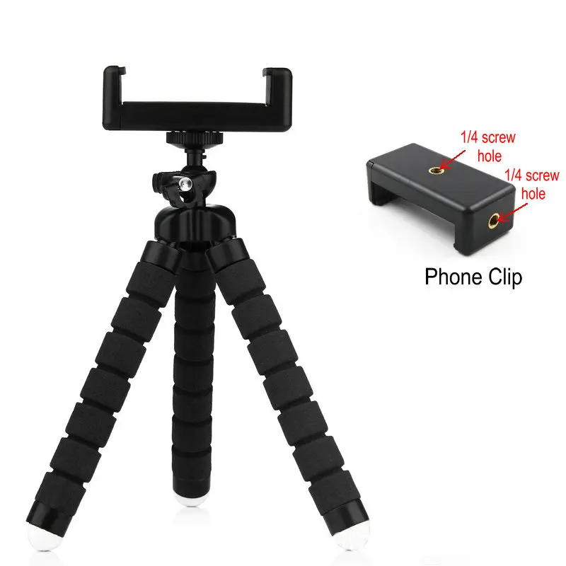 Flexible Mini Tripod Phone With E type Clip 1/4 screw hole Camera mini tripod For Smartphone & | Электроника