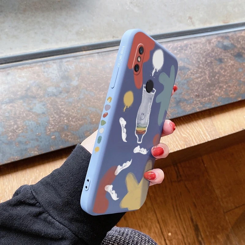

For XIAOMI Mi 8 Pro 8 SE 8 Lite 8 Explorer 6 6X Case Shockproof soft Back Cover Liquid Silicone Pattern protector casing
