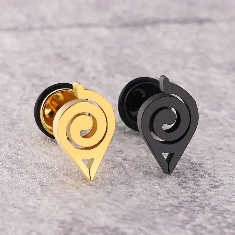 

Titanium steel round fine needle Men's Women's earrings stainless steel cut pattern 2020 Women Stud earrings