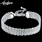 Модные ювелирные изделия, браслет из стерлингового серебра 925 пробы, сетчатый Браслет, Женские Ювелирные изделия, подарок