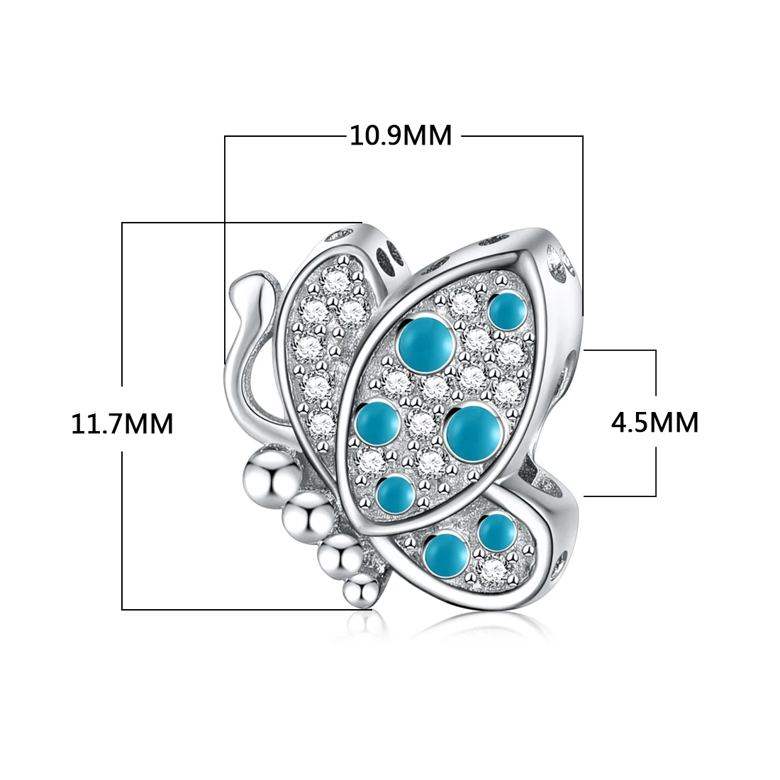 Женские шармы-бусины из серебра 925 пробы с синей бабочкой | Украшения и аксессуары