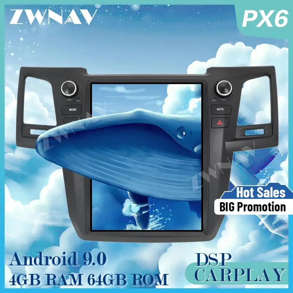 Вертикальный автомобильный мультимедийный плеер DSP в стиле Tesla Android 9 0 для Toyota