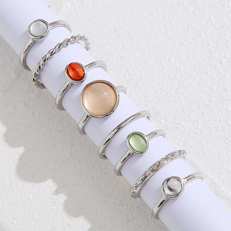 

Simple Moonstone Joint Knuckle Rings for Women Twist Finger Ring Sets Statement Boho Party Night Club Jewelry Accessories