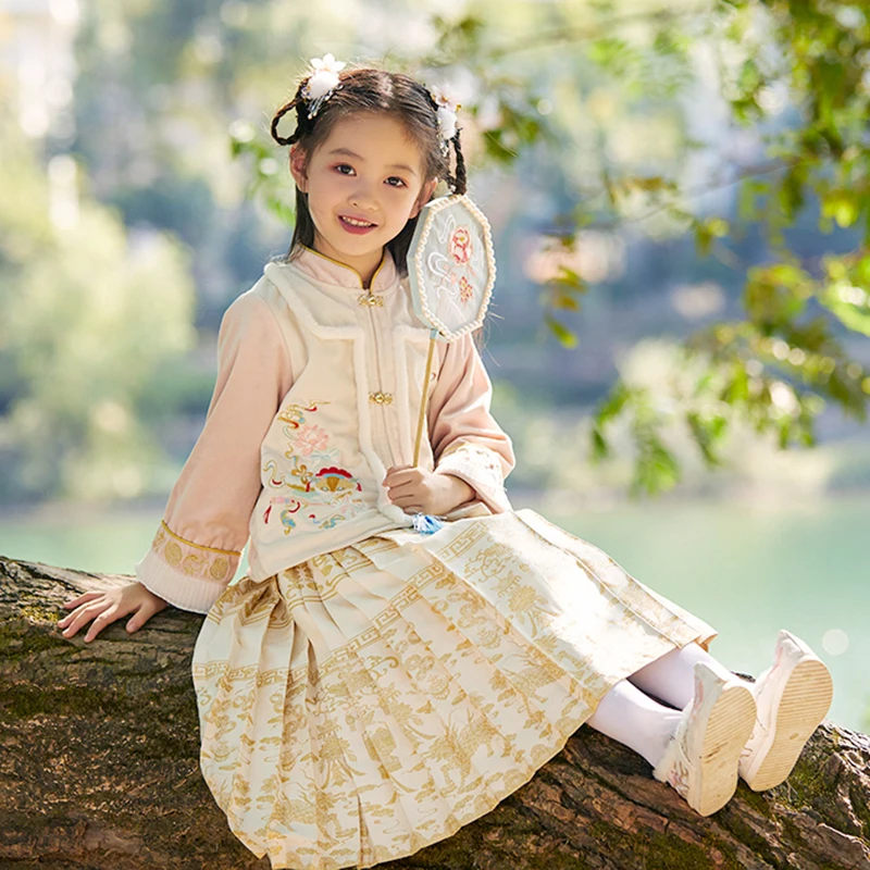 

Traditional Chinese Dress Costumes Hanfu For Girls Ancient Retro Tang New Year Suit Dance Cheongsam Kimono Toddler Cloth