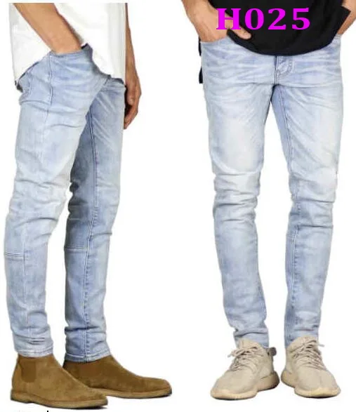 European American High Street Hip-Hop Big Hole Male Jeans Zipper Graffiti Men Jeans Pencil Denim Pants Multi-Style