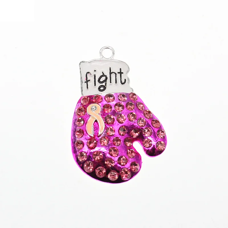Боксерские перчатки информирование о раке груди кулон с розовой лентой для