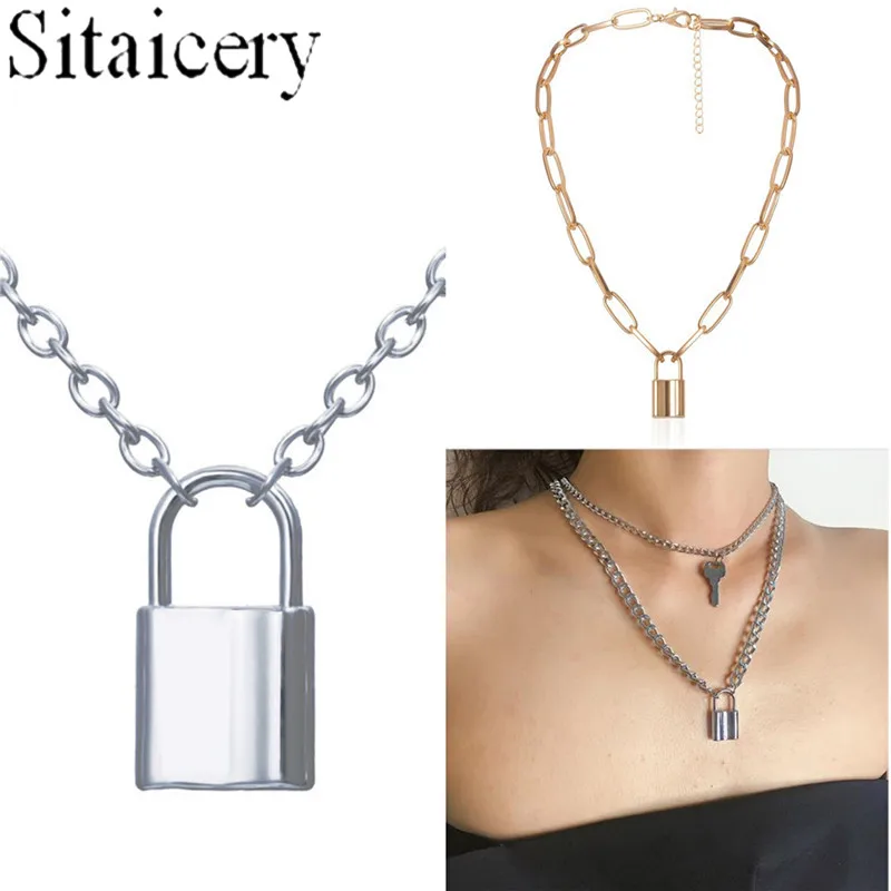 Новинка 2021 ожерелье с замком модная цепочка металлический панк готический чокер