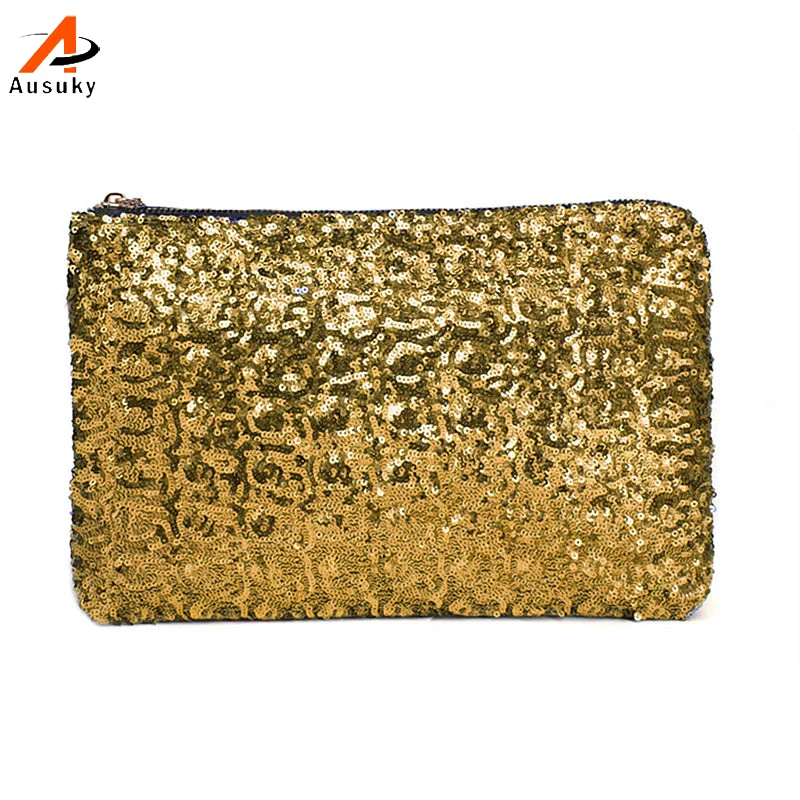 Брендовый женский клатч сверкающий с блестками золотистый и серебристый оптовая