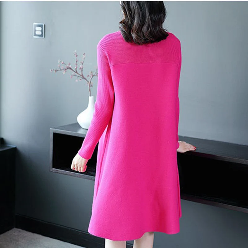 Новые осенне-зимние платья-свитеры женское модное Свободное длинное вязаное