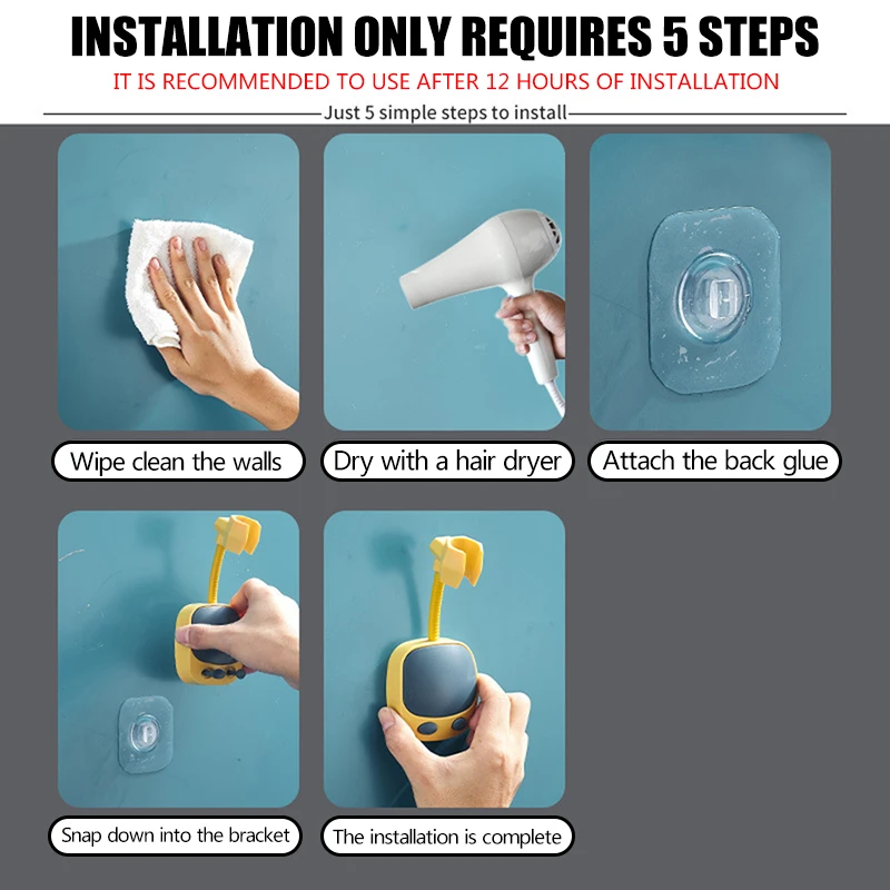 

NEW 90 Rotation Shower Bracket Universal Adjustable Bracket Holder Punch-Free Shower Head ABS Bathroom Accessories With Hook