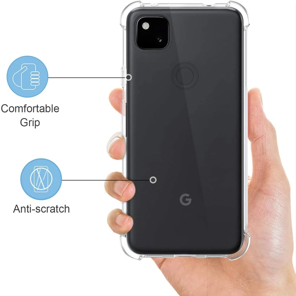 Transparent Silicone Case for Google Pixel 1 2 3a 3 4a 4 XL 5a 5 6a 6 7a 7 Pro Flexible Shockproof Cover with Reinforced Corners