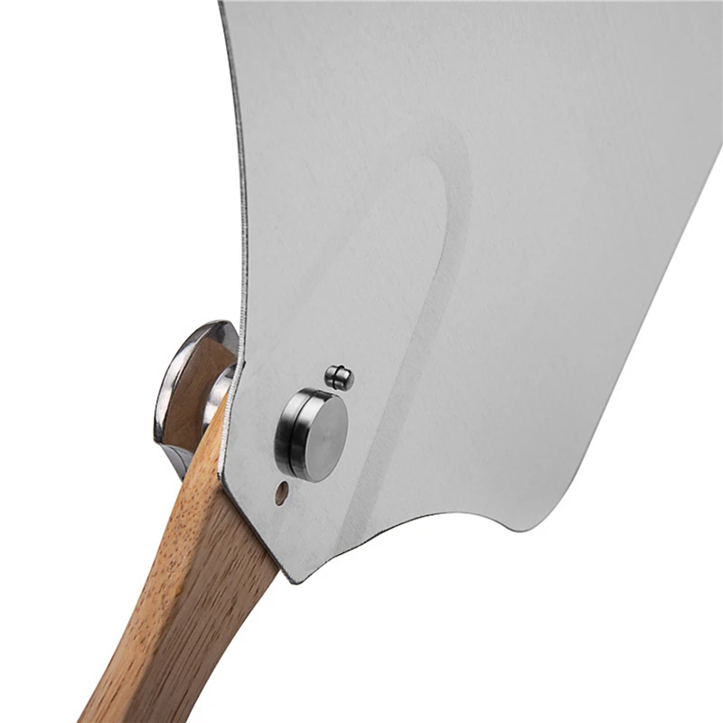 

2021 Folding Aluminum Pizza Shovel Wooden Handle Aluminum Pizza Shovel Baking Shovel Pizza Transfer Tool Folding Shovel