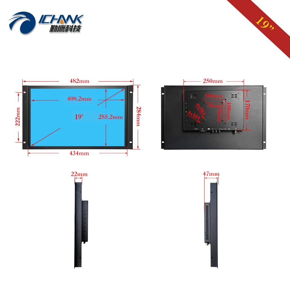 ZK190TC-V592/1" дюймов 1440x900 16:10 широкоформатный HDMI USB VGA металлический чехол встроенный открытая рамка сенсорный ЖК-экран ПК МОНИТОР дисплей