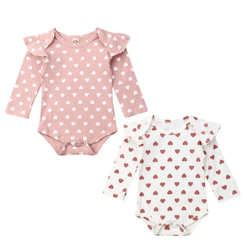 2020 Одежда для новорожденных девочек на День святого Валентина боди с рюшами и