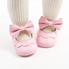 Туфли детские с бантом, мягкая кожа, Нескользящие, резиновая подошва, обувь для первых шагов, мокасины для мальчиков и девочек, обувь для новорожденных