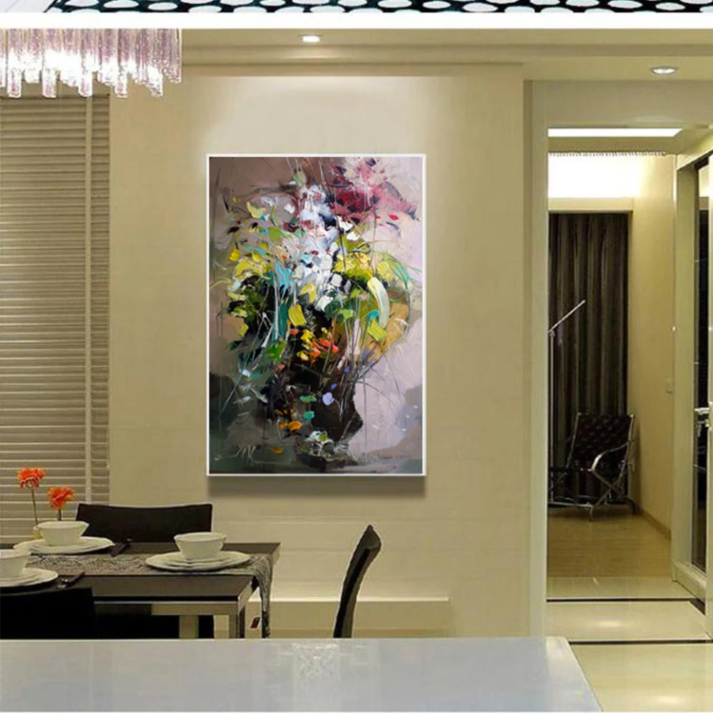 

Hand Painted Wall Art Abstract Floral Painting On Canvas Modern Oil Painting Home Wall Decoration Handmade Flowers Paintings Art