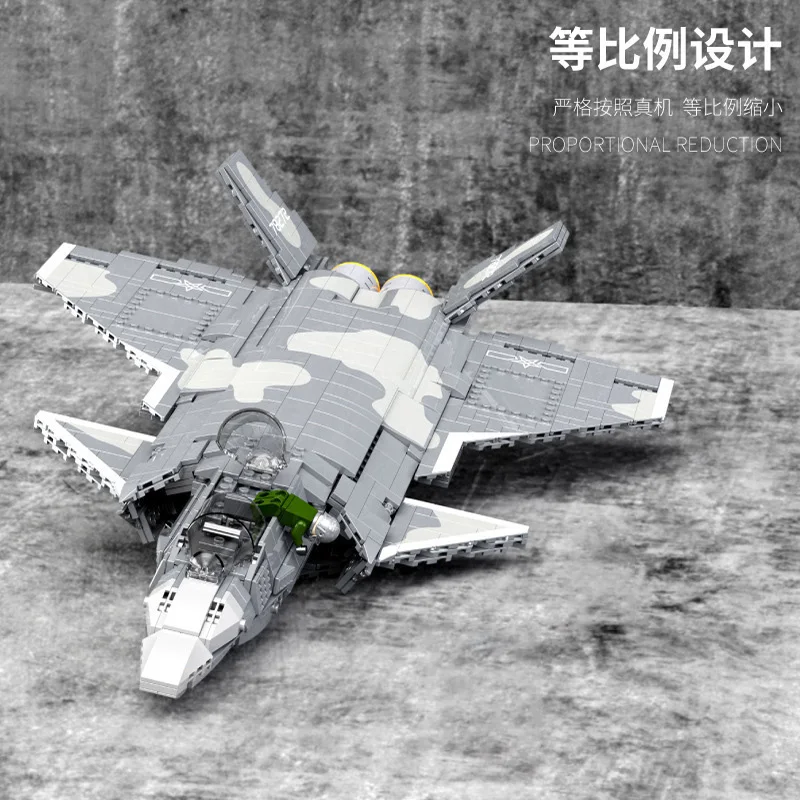 

Высокотехнологичная авиационная серия J-20Stealth Fighter, 1191 шт. модульных строительных блоков, детские развивающие сборные игрушки, подарок для м...