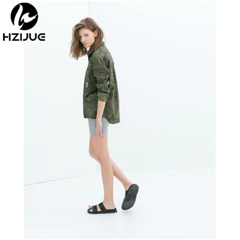 HZIJUE 2018 модная одежда с длинными рукавами chaqueta militar пальто Для женщин зеленые