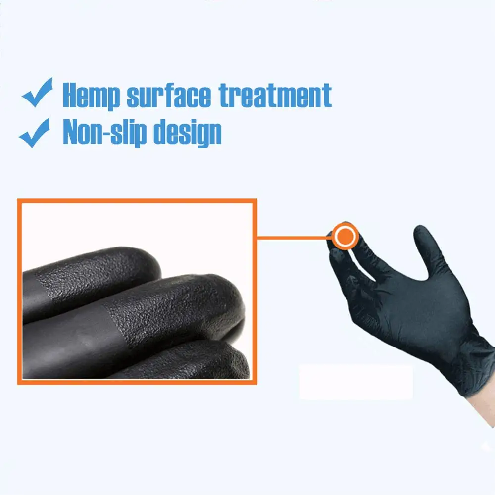 IN STOCK 100pcs/lot Mechanic Gloves Nitrile gloves Household Cleaning Washing Black Laboratory Nail Art Anti-Static | Спорт и
