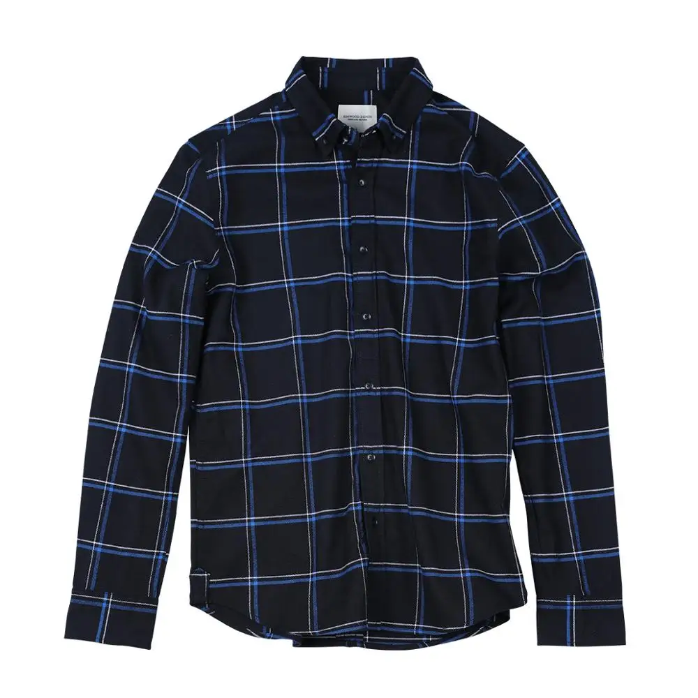 

SIMWOOD Casual Shirts Men 2021 New 100% Pure Cotton Long Sleeve Plaid Shirts Male Slim Fit Plus Size camisa masculina 190008