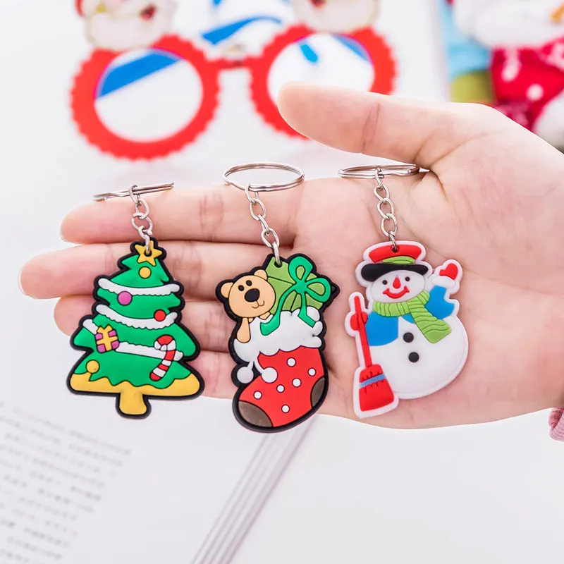 

Cute Santa Keychains Christmas Tree Cartoon Elk Snowman Key Rings Wallet For Women Bag Pendant XMAS Gifts 2022 New Year Noel