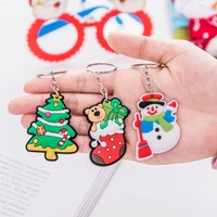 cute santa keychains christmas tree cartoon elk snowman key rings wallet for women bag pendant xmas gifts 2022 new year noel
