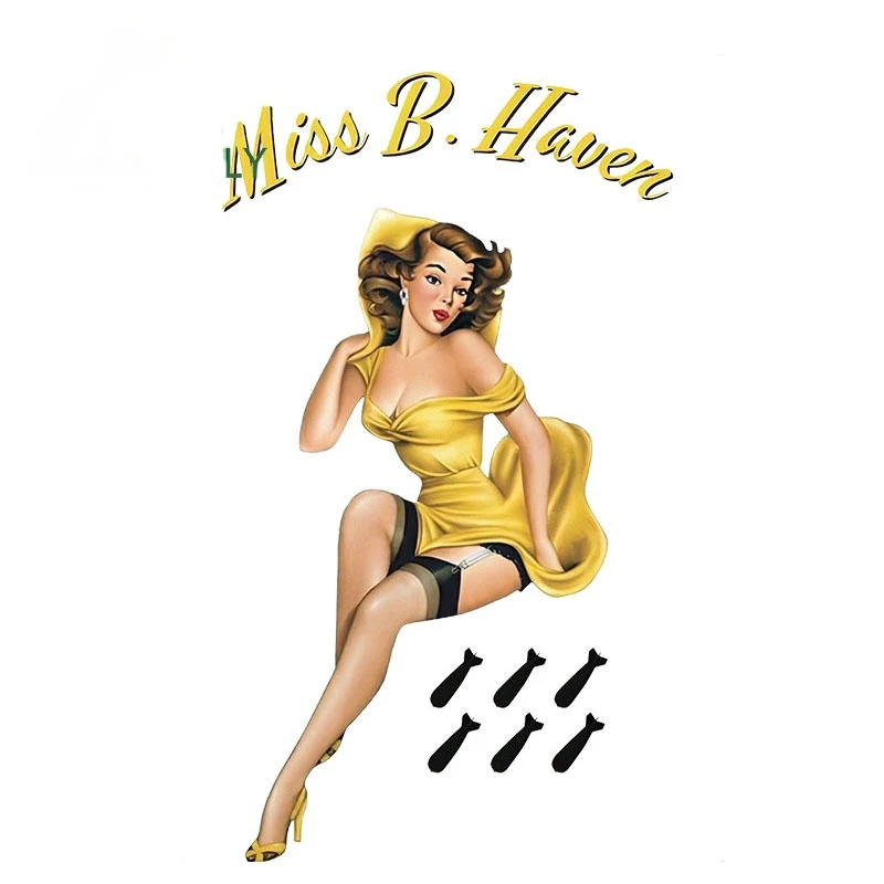 

Car Stickers Car Styling Sexy Pinup Girl WWII Style Nose Art! Decal JDM Car Bumper Windows Scratch-Proof Exterior PVC13x9cm