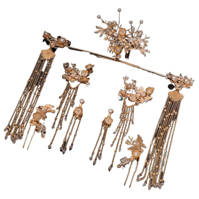 Hanfu тиара костюм невесты аксессуары для волос Китайская Корона Феникс роскошные