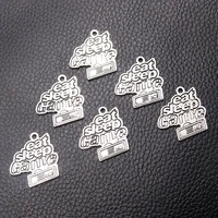 8pcslot silver plated eat sleep game charm metal pendants diy necklaces bracelets jewelry handicraft accessories 2324mm p713